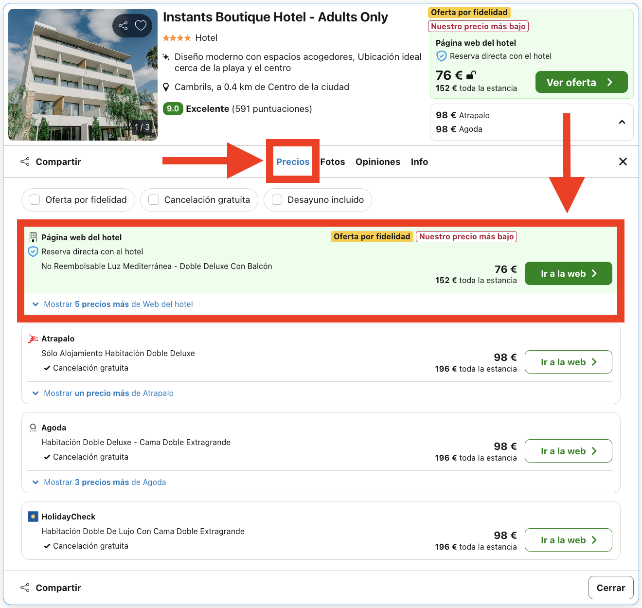 Cambrils: hotel boutique 4* solo para adultos por 38€